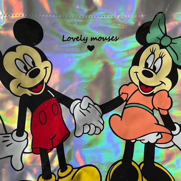 Mickey & Minnie Mouse iridescent tote bag. - Picture 2 of 5